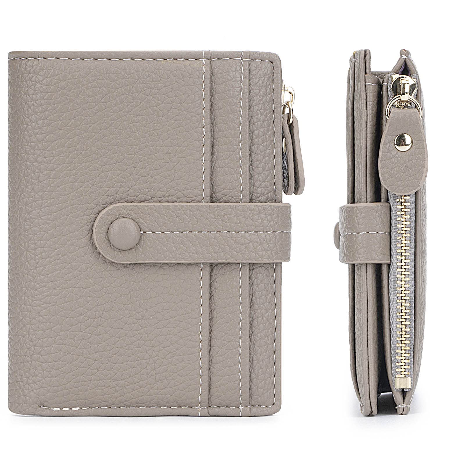 HKCLUF Portafoglio Donna Piccolo, RFID Portamonete in Pelle Cerniera Porta Carte di Credito con Tanti Scomparti(A03-Grigio)