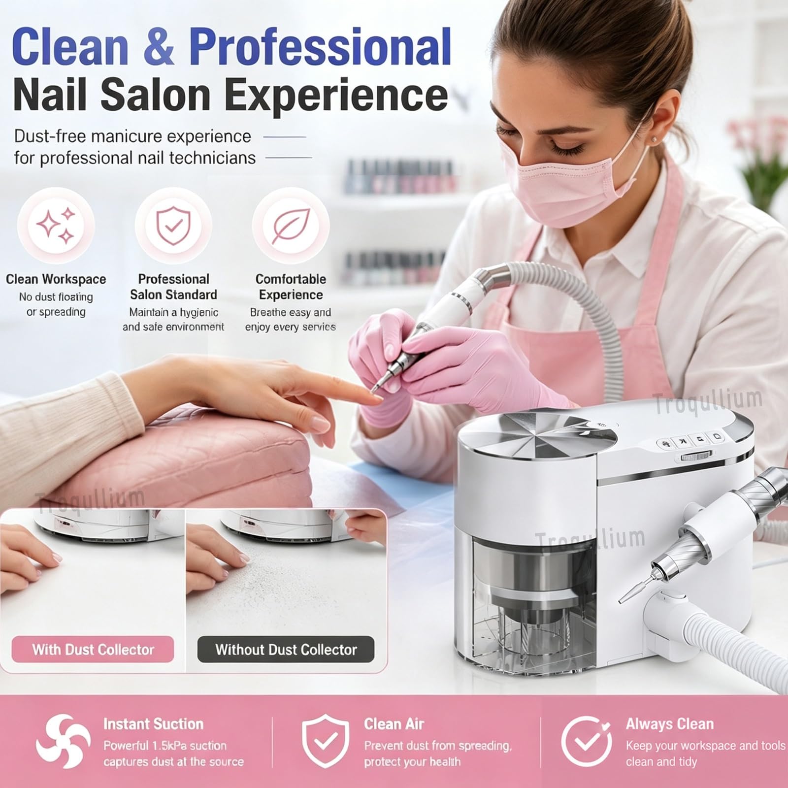 Taladro de uñas y recolector de polvo 2 en 1, 30000 RPM, para manicura y