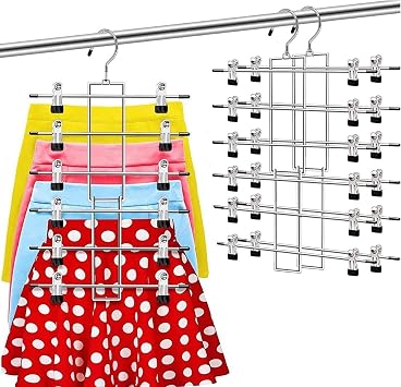 Trouser Hangers with Non-Slip Clips,2Pack Space Saving Skirt Hangers,Heavy Duty Closet Organizer-Coat Hangers for Trousers, Shorts, Pants, Scarf