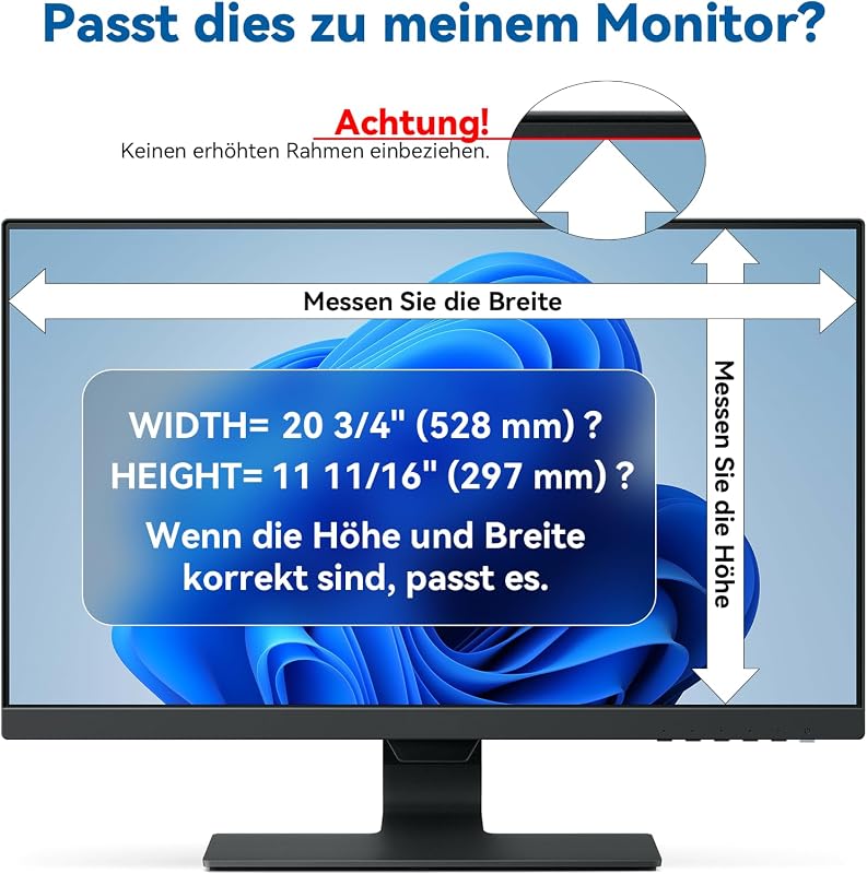 IPROKKO 23.8" Monitor Adatvédelmi Fólia 16:9 Kékfény Szűrő Tükröződésmentes