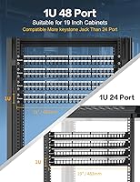 Vista 4 de Panel de conexión Keystone en blanco de 48 puertos para montaje en rack y montaje en pared, 1U de 19 pulgadas para red RJ45