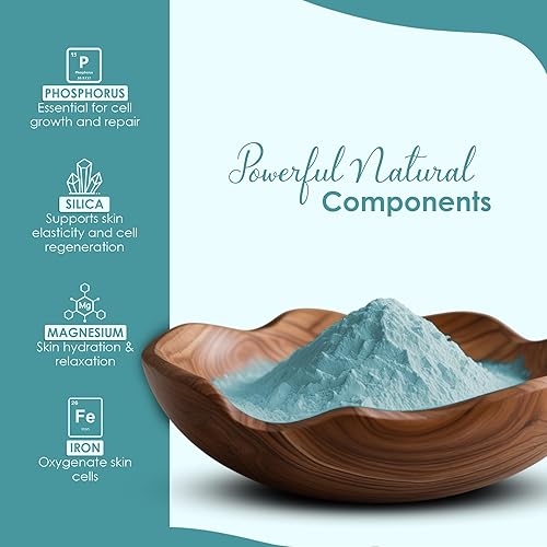 Miniatura 5 de minature Polvo azul serbio, 8.01 oz (8 onzas), arcilla cámbrica para máscaras faciales, cuidado del cuerpo y el cabello, mascarillas faciales y