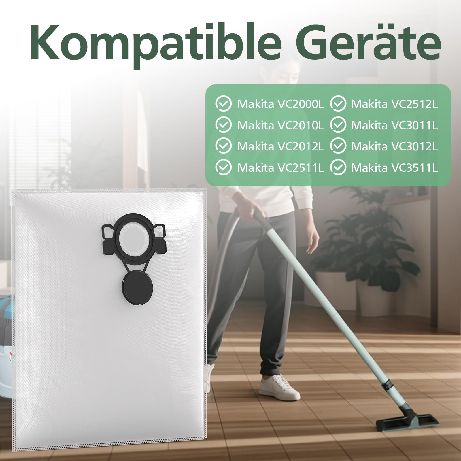 16 Stück Staubsaugerbeutel kompatibel mit MAKITA VC2512L VC2000L VC2010L (Packung mit 2)