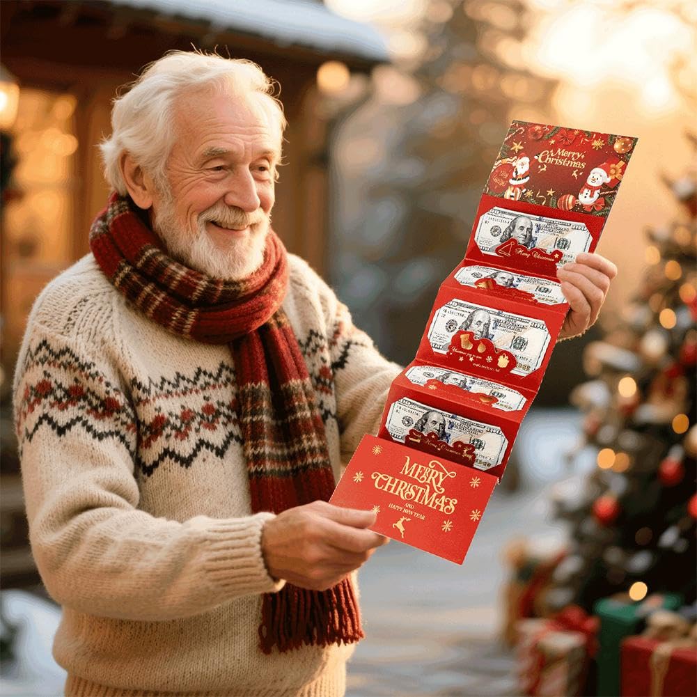 Soporte para dinero de Navidad o tarjetas de regalo con sobres, 6 ranuras para tarjetas de regalo de Navidad, regalos de dinero en efectivo de Navidad, sobre sorpresa de cenizas, para suministros de