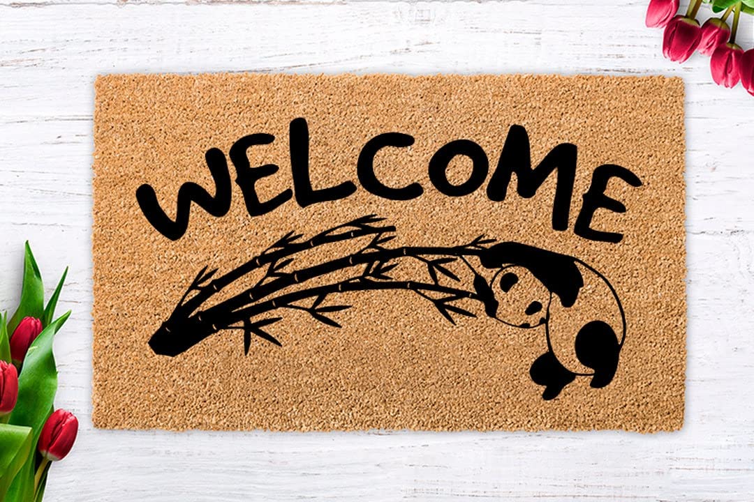 Traqunn Panda Doormat,Cute Panda Welcome Mat,Panda Gifts,Panda Cute Decor Gifts,Housewarming Gift,Wedding Gift Doormat,Front Porch Decor Panda 36X24 In
