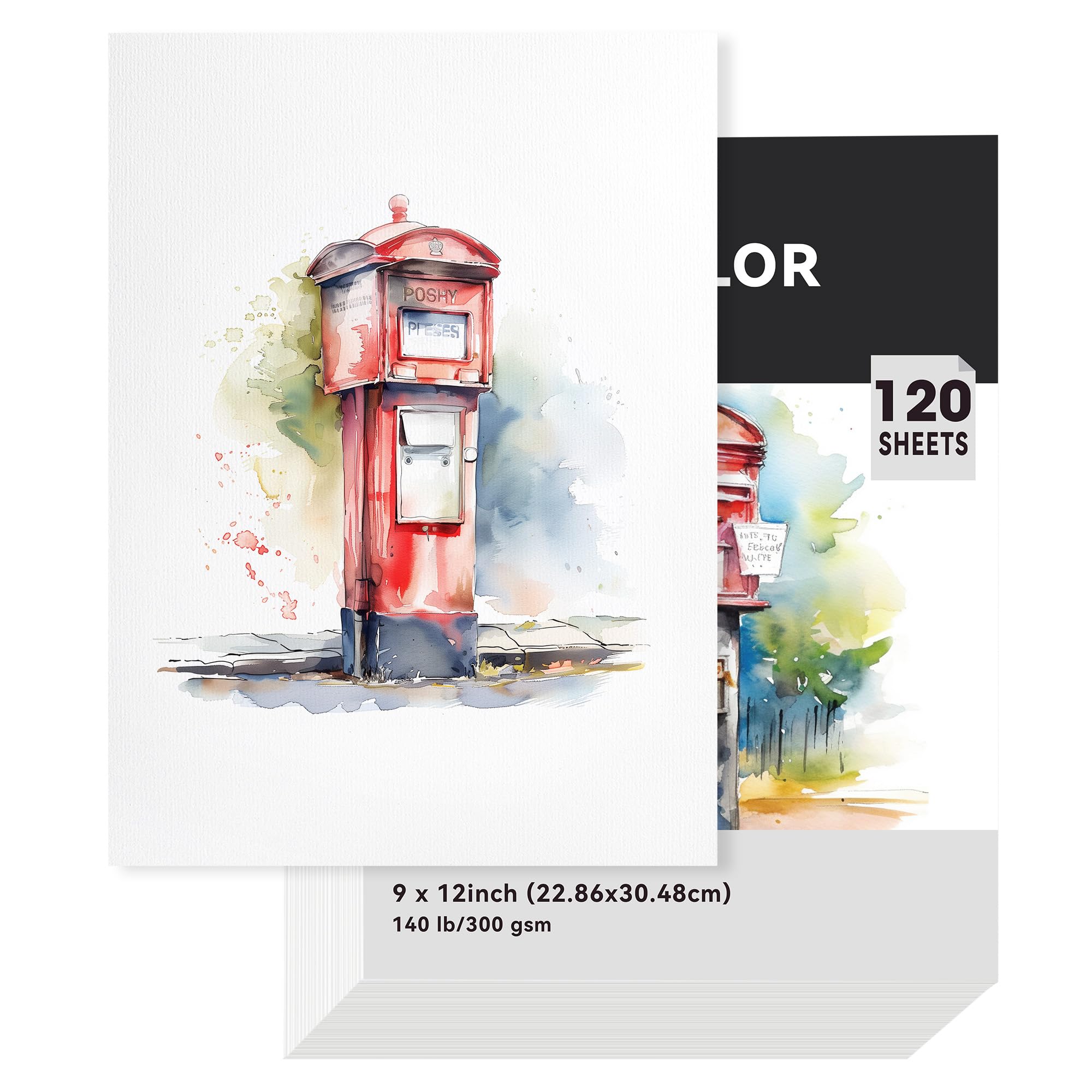 XWT 120 Sheets Watercolor Paper Bulk, 9x12in 140lb/300gsm, Cold Pressed Acid Free Natural White Textured Water Color Painting Art Supplies, Drawing Gift for Artists, Students, Kids