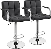 Vista 1 de Yaheetech Bar Stools Set of 2, Adjustable PU Leather Swivel Barstools, Modern Counter Stools with Back and Footrest, Counter Height Barstools for