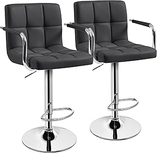 Yaheetech Bar Stools Set of 2, Adjustable PU Leather Swivel Barstools, M...