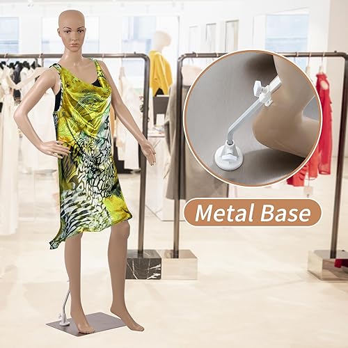 Miniatura 5 de BLKMTY Maniquí femenino de 69 pulgadas con forma de vestido de cuerpo completo, modelo de ropa, maniquí ajustable, maniquí desmontable realista,