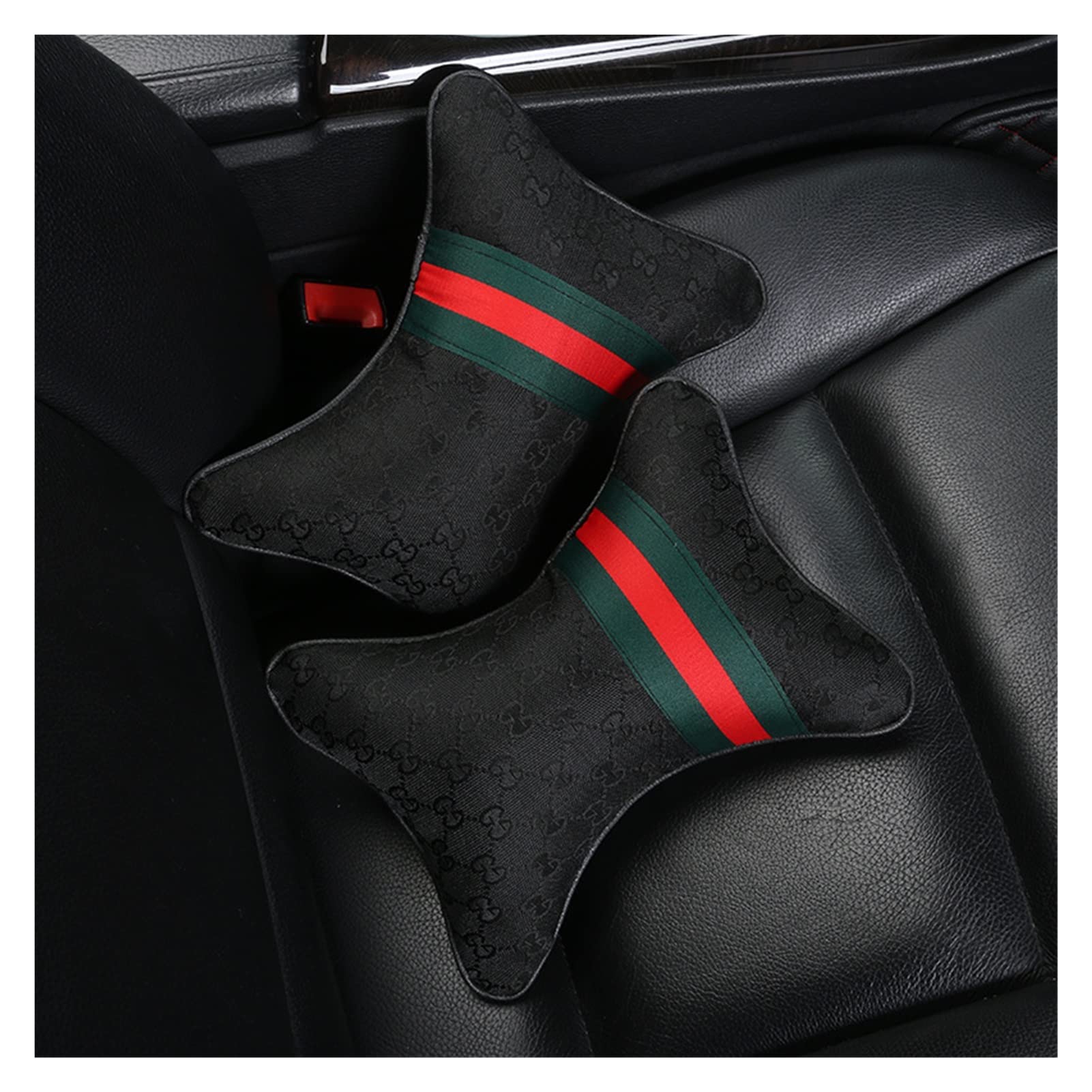 1 par de Material de Lino de Lujo para reposacabezas de Coche, Unisex, Transpirable, reposacabezas automático, reposacabezas, Cojines, Funda para Volante (Color : PU-Red 1 Pair)