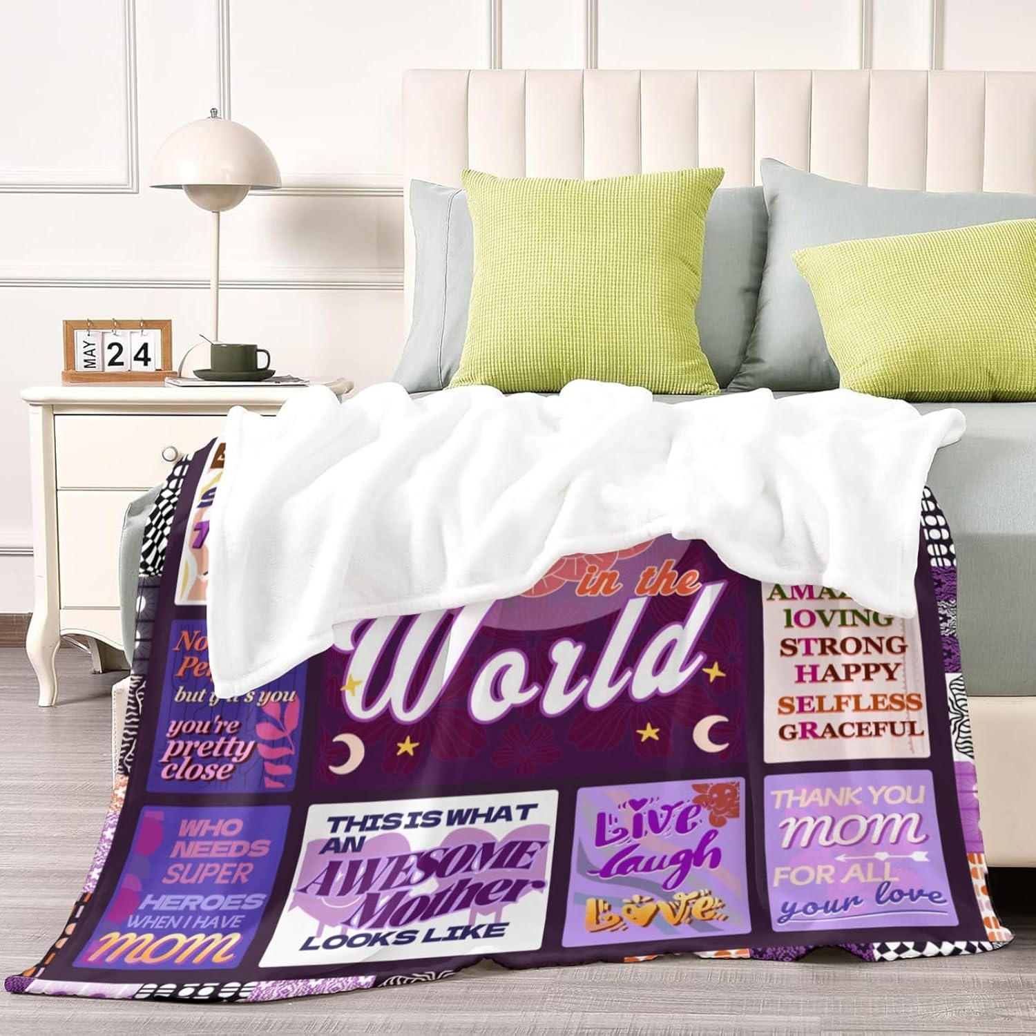 Best Mom Blanket, Mom Gifts from Daughter Son,Birthday Gifts for Mother,Mommy,Mama,Best Mom Gifts for Thanksgiving Day,Mothers Day,Christmas,Valentines Day(Light Purple 60"x50")