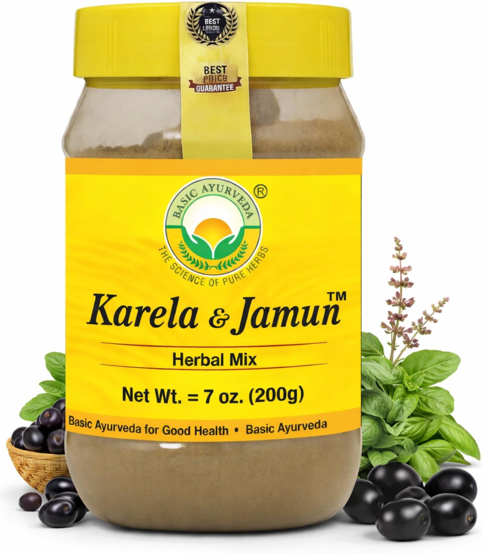 Basic Ayurveda Karela & Jamun Powder Mix | Bitter Gourd & Indian Blackberry | 7.05 Oz (200g)