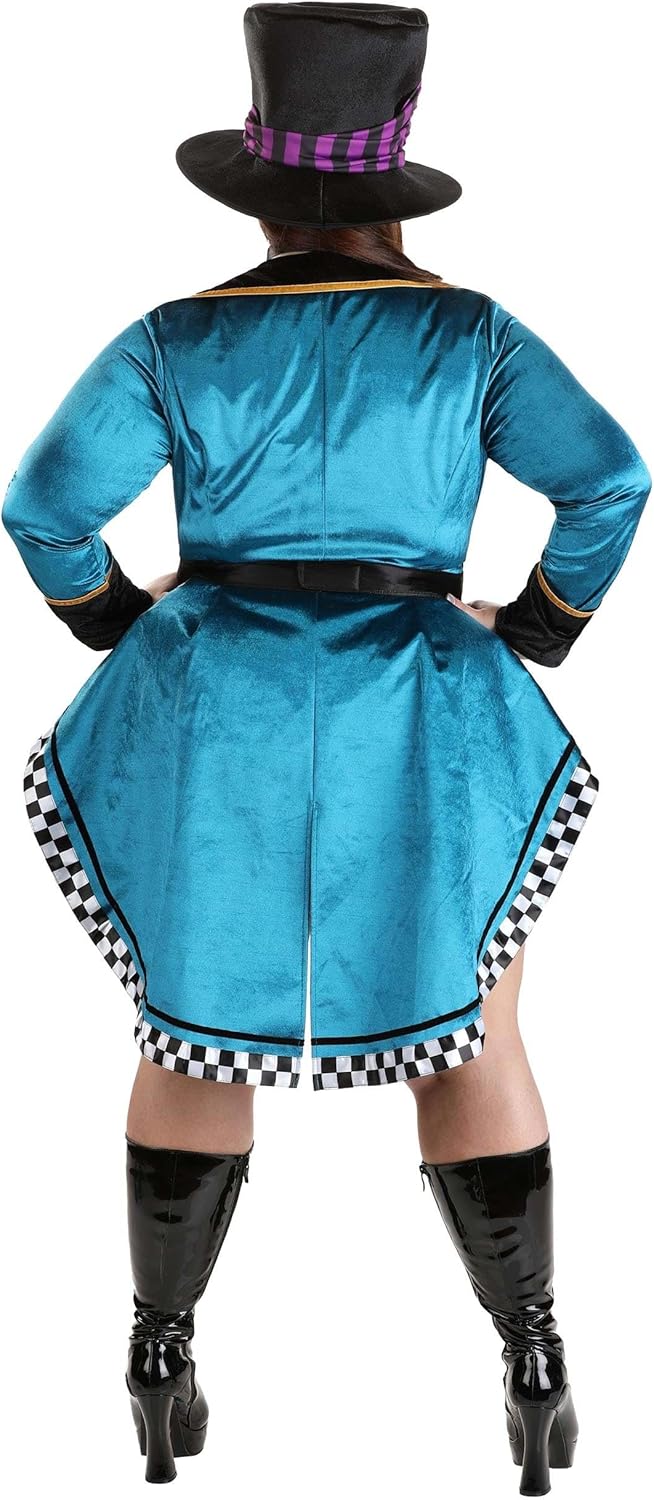 Plus Size Mad Hatter Costume for Women ? Adult Mad Hatter Wonderland Dress, Hat & Bowtie - Officially Licensed