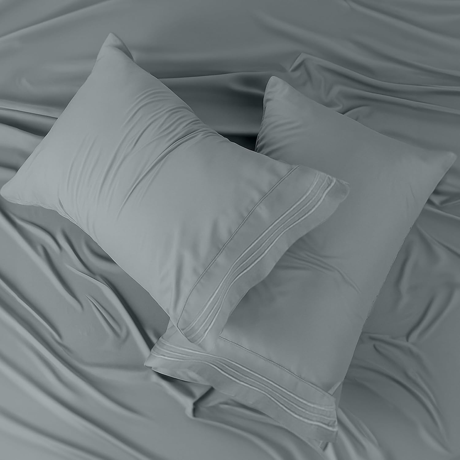 LUX Décor Twin Sheet Set - 3 Piece Ultra-Soft Microfiber Bed Sheets with Flat Sheet, 16 Inches Deep Pocket Fitted Sheet & Pillowcase, Cooling & Breathable, Hotel Luxury, Oeko-TEX - Grey - Image 7