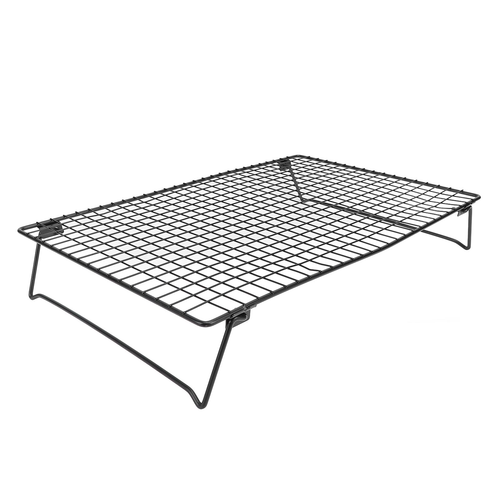 Foldable Carbon Steel Wire Cookie Cooling Rack, Fashionable Black Chef Cooling Rack, Long Lasting, Multifunctional for Baking, Barbecue, Cooking