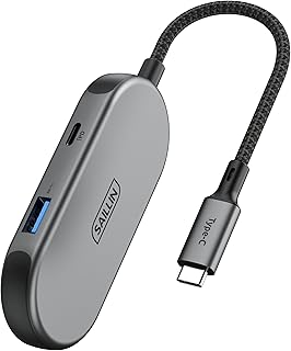 10Gbps USB C Hub, SAILLIN USB-C Hub with 3 USB 3.1/3.2 Gen 2 Ports and USB C 100W PD Charging Port, Super-Speed Thunderbolt/USB C to USB A Adapter Compatible with MacBook Pro/Air, XPS, and More
