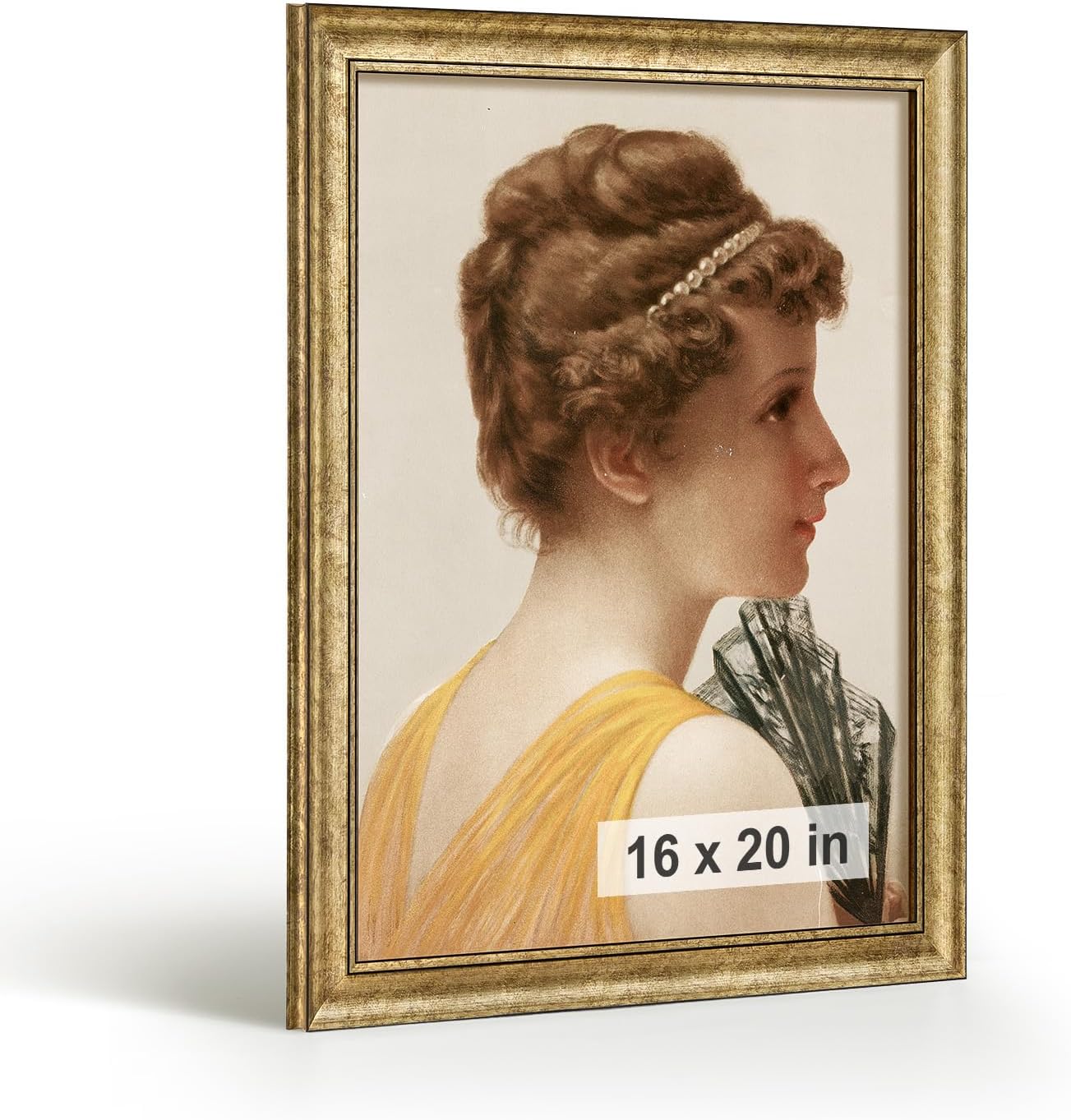 Photo 1 of  HLiWEGNS Antique Gold 16x20 Frame – Poster Frame with Aged Gold Finish – Picture Frame for 16 x 20 Artwork, Canvas Prints, Puzzles, and Wall Decor 