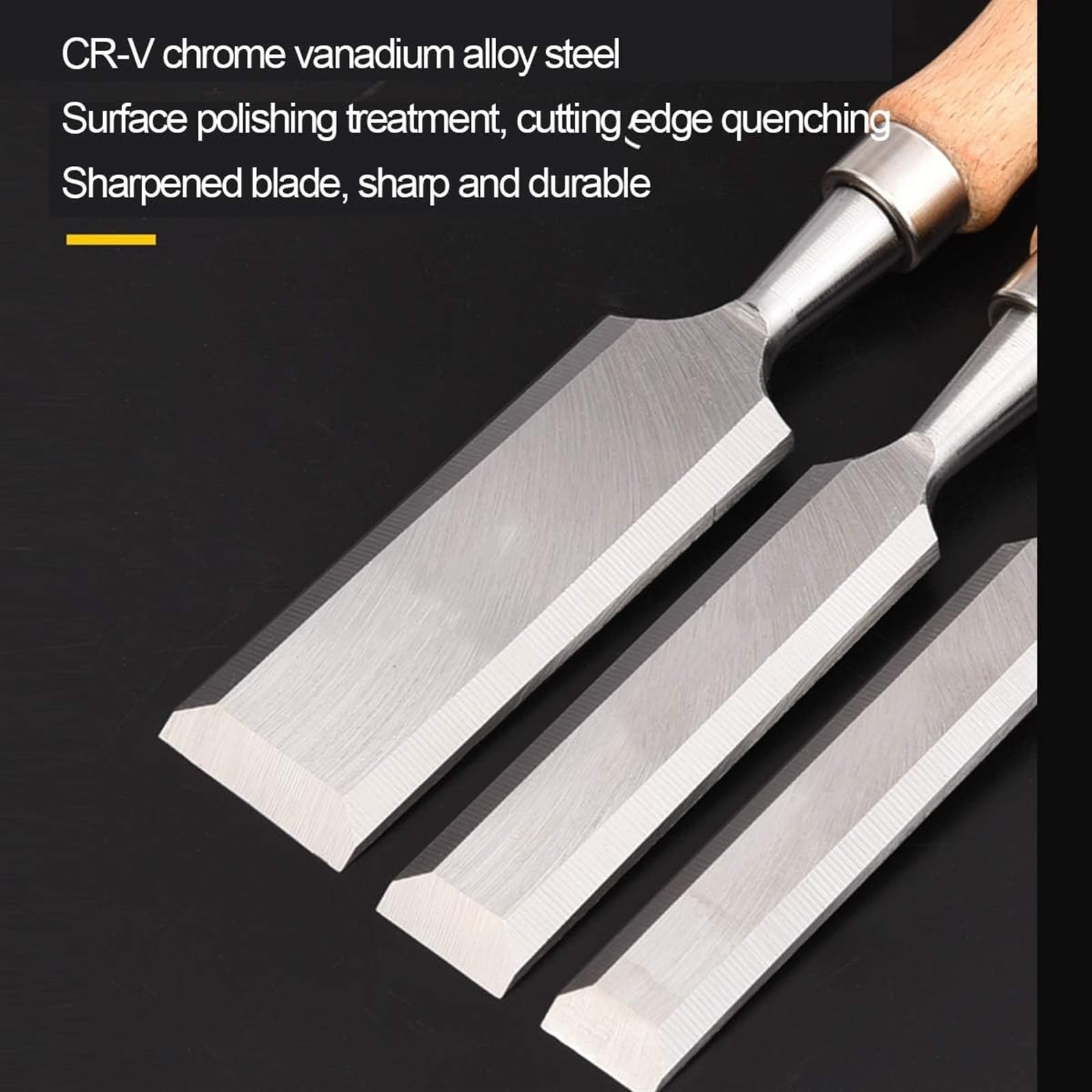 Juego de cinceles para Madera, construcción de CR-V, Mangos de Madera con Punta de Martillo para tallar, Ancho de la Cabeza de Corte: 8 mm, 14 mm, 16 mm, 18 mm, 32 m