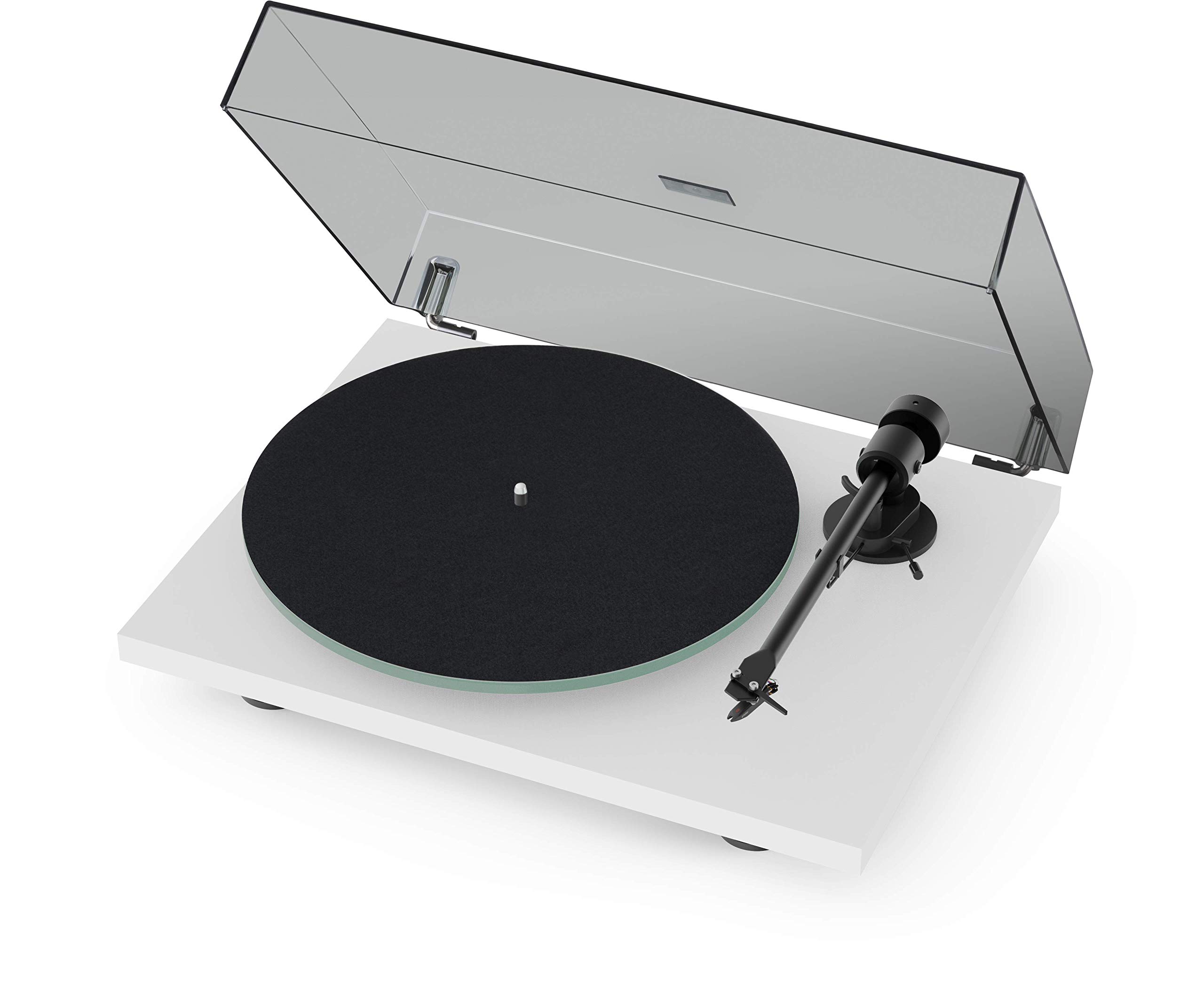 Pro-Ject T1 EVO Plattenspieler - Riemenantrieb & Ortofon OM 10, Weiß | Manueller Vinyl Player mit 8,6 Zoll Aluminium-Tonarm, inklusive Staubabdeckung & hochwertigem RCA Phono E Kabel