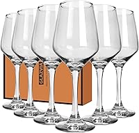 Glazvia Wine Glasses Set of 6 - 12oz Lead-Free Crystal Stemmed Glasses, Thick Clear Dishwasher Safe for Red & White Wine, Ideal Gift