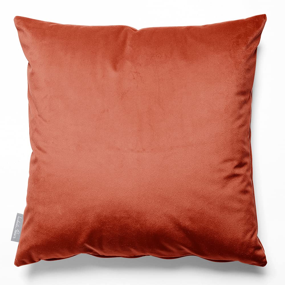 Izabela Peters Burnt Ochre Cushions With Covers Included, Filled Cushion, Eco-Friendly Velvet Cushions, 40 Cm, Chair Cushions, Sofa Cushions, Seat Cushions, Large Cushions