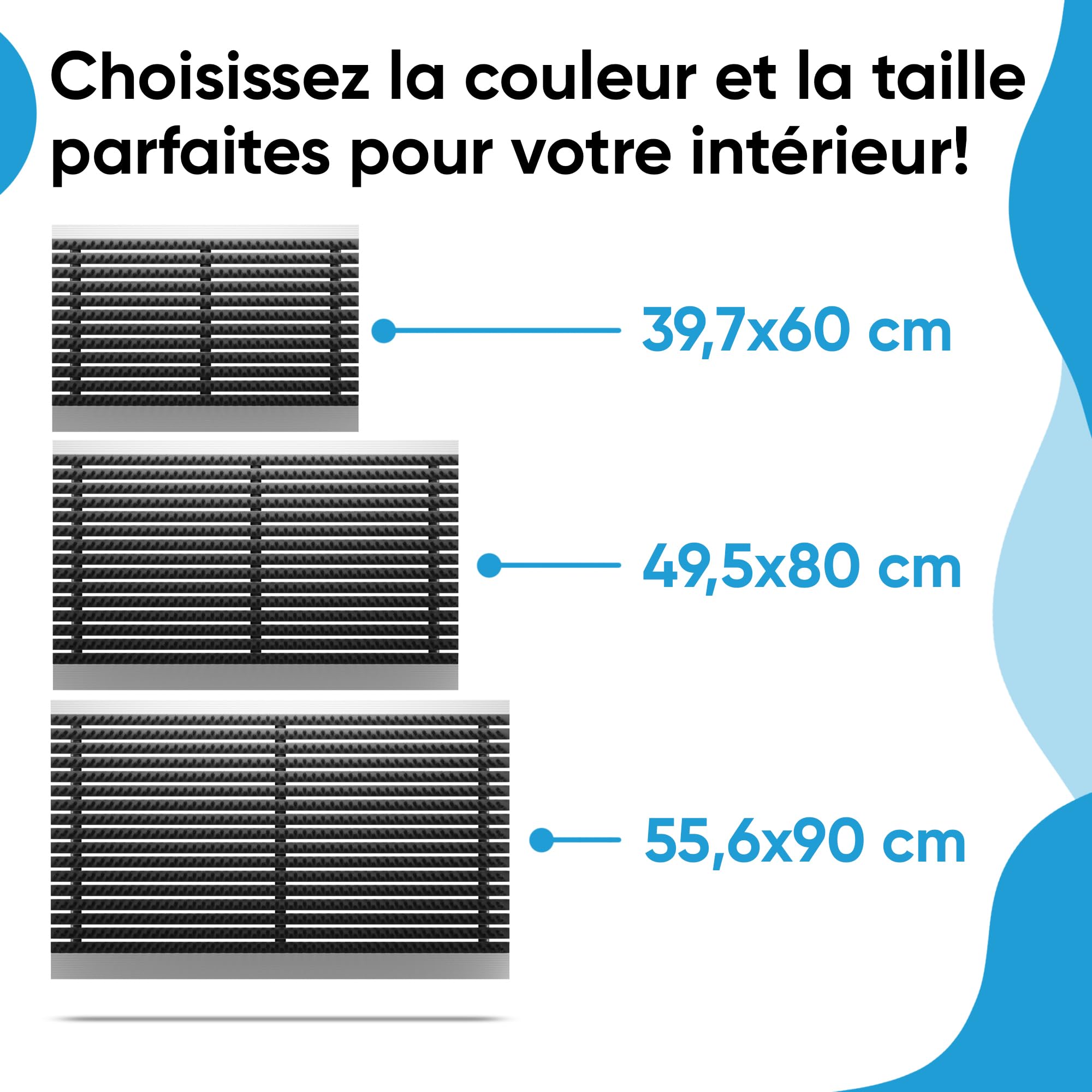 Paillasson extérieur en Aluminium avec brosses Gris, paillasson 40 x 60 cm, en Aluminium, Tapis extérieur, Gratte-Chaussures, entrée de Maison, Tapis de Brosse, Tapis extérieur, paillasson