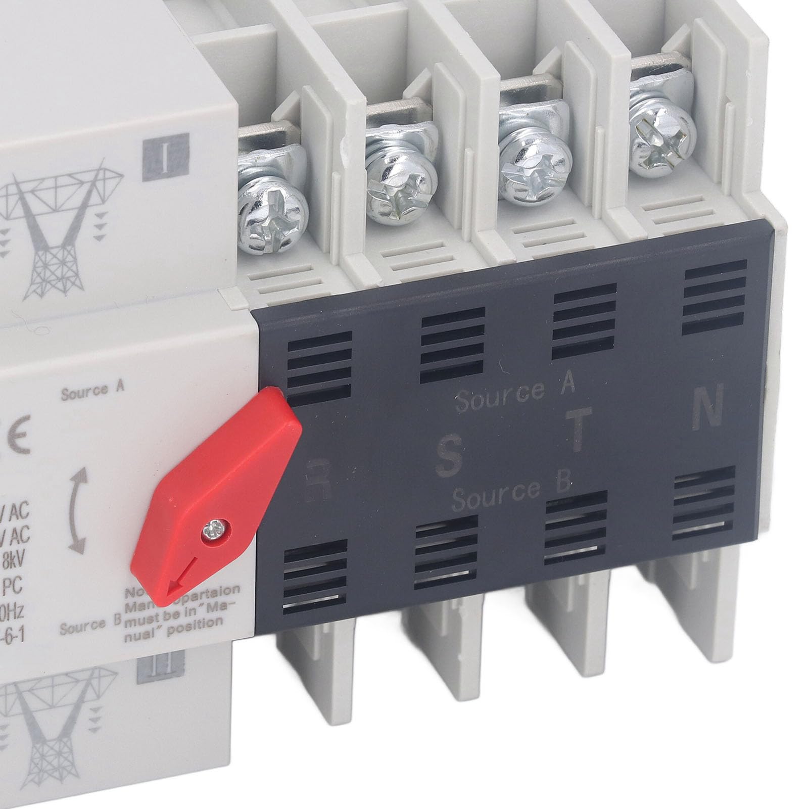 Interruttore di trasferimento automatico a doppia alimentazione 4P Controllo di commutazione veloce affidabile per alimentazione di backup di emergenza AC, PC ignifugo (100A)