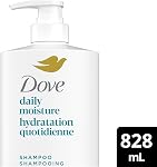 Shampoing Dove Daily Moisture pour cheveux secs, avec soin bio-protéine liquide et sérum hyaluronique, 828 ml