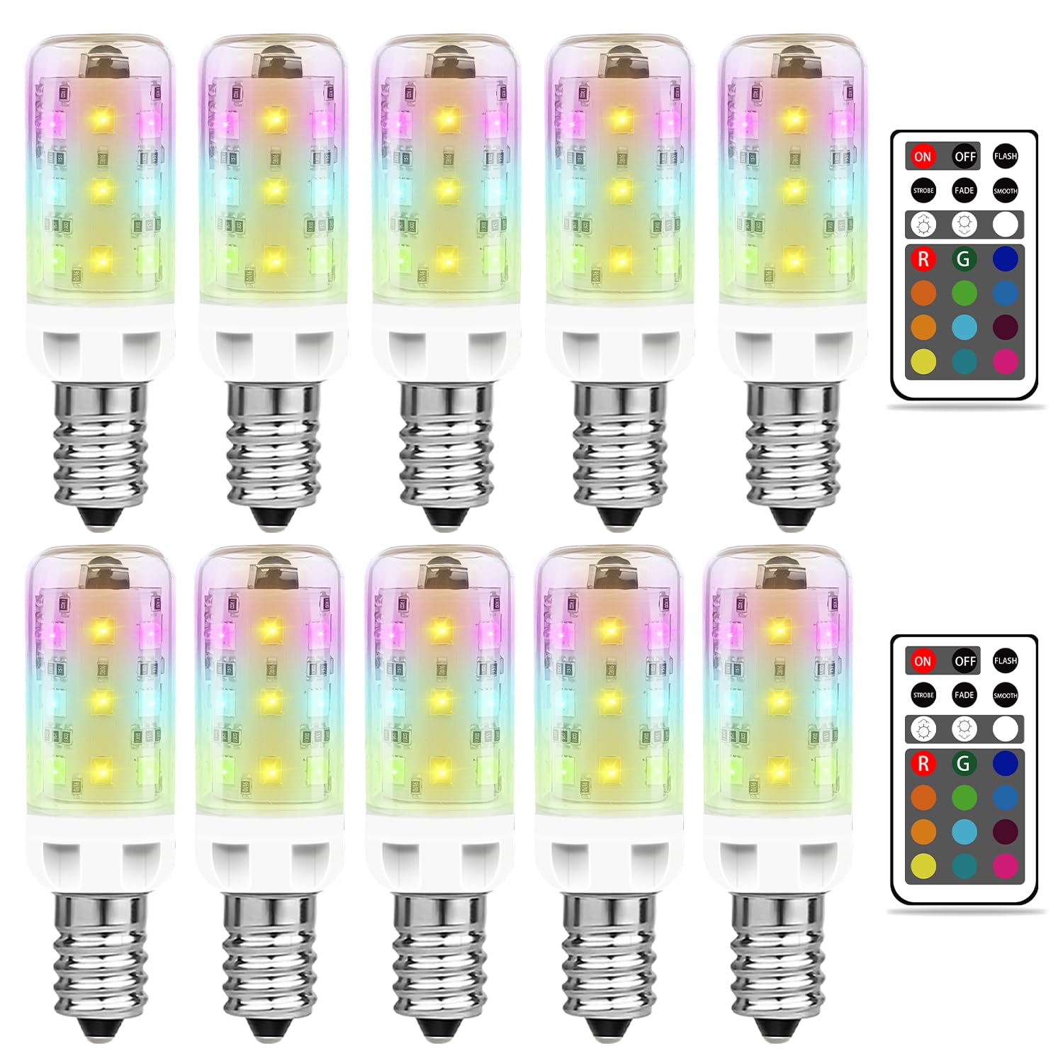 MDee E14 LED RGB Lampe mit Fernbedienung, 2,5W E14 LED Dimmbar Birne, Warmweiß 3000K + 12 Farben, Glühbirne Farbwechsel für Bar, KTV, Party, Hochzeit sowie Heim- und Dekobeleuchtung,10er-Pack