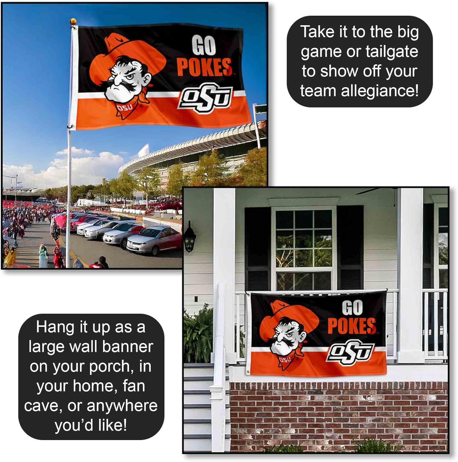 Oklahoma State Cowboys Go Pokes Large Grommet Banner Flag