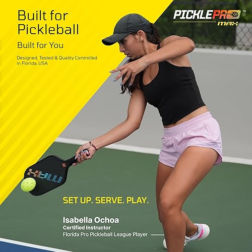 Miniatura 8 de Juego de pickleball definitivo con sistema de red de regulación, 2 paletas termoformadas de fibra de carbono con superficie CAS, 4 bolas para