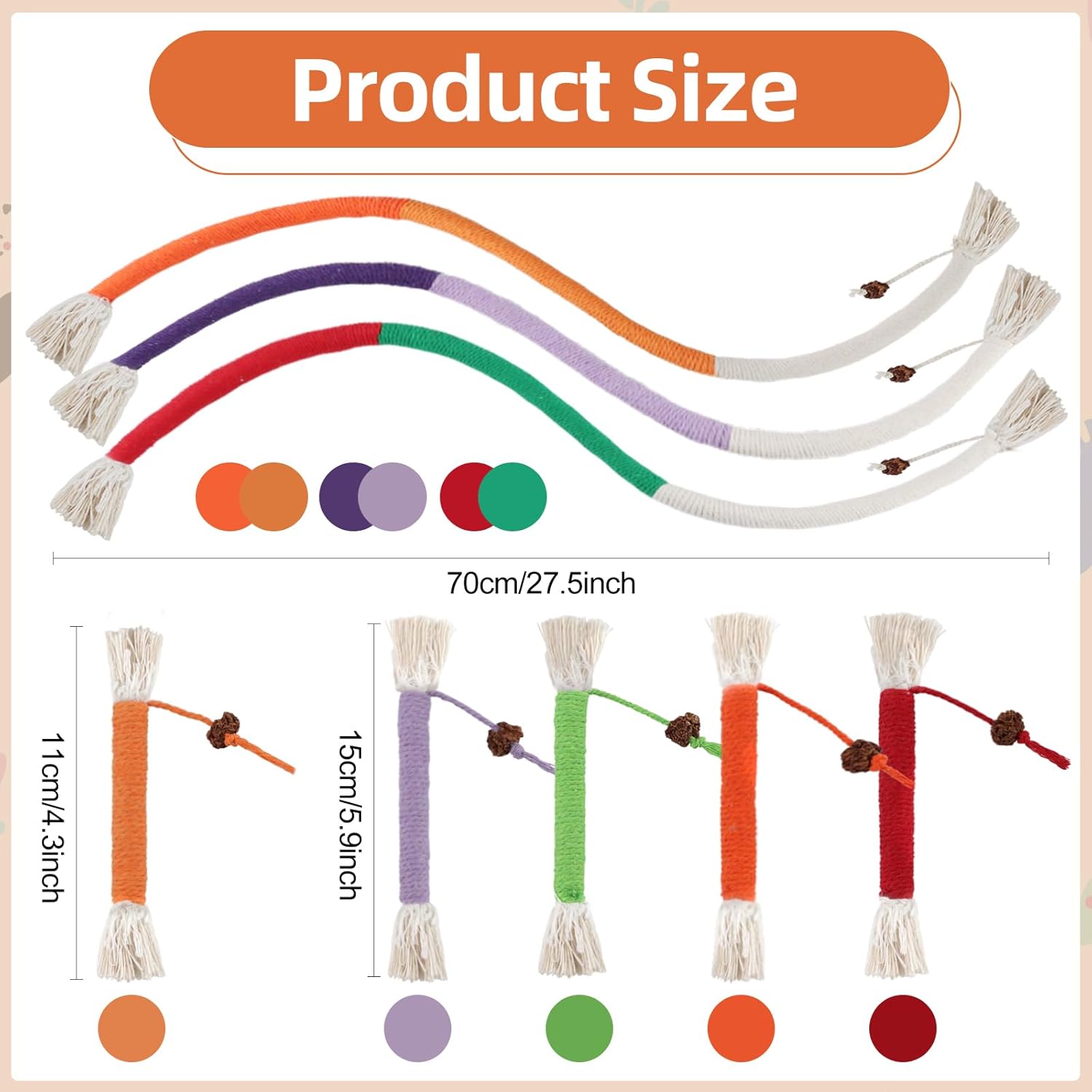 HJJMN 8Pcs Cat Bite Rope Chew Toy, Funny Catnip Toy Bite Rope, Cat Cotton Rope Toy in Assorted Colors, Interactive Kitten Teething Chew Toy Rope, Filled Natural Catnip Cat Chew for Stress Release 3 71ujM9mIMjL. AC SL1500