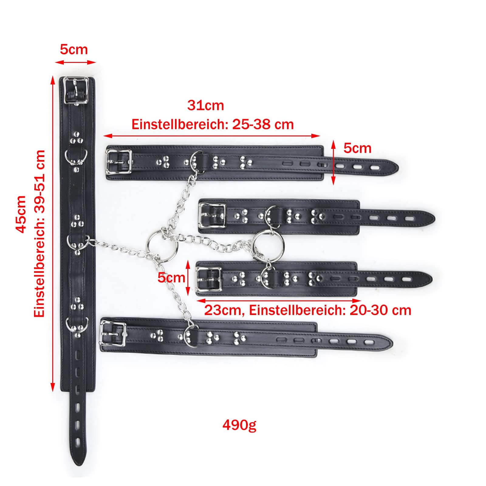 BDSM Handschellen Handfesseln mit Halsband Bondage Fesseln Set Leder Handcuffs Armfesseln Erotik Kragen Ketten SM Sklave Fetisch Sex-Spielzeug für Paare Frauen MäNner Anfänger