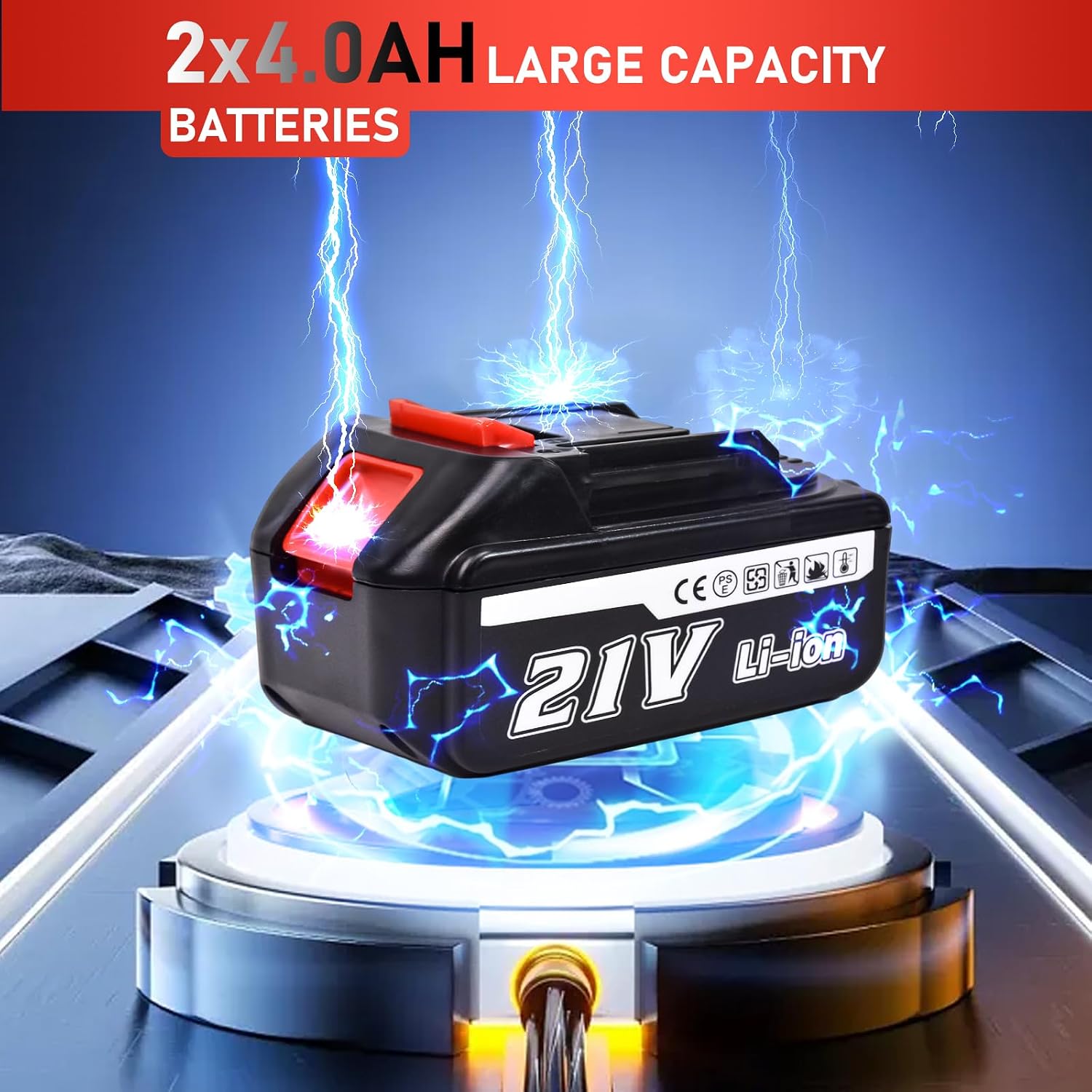 Cordless Impact Wrench 21V Brushless Motor Max Torque 520N.m,Battery Impact Wrench 1/2 High Torque,2x 3.0 Ah Li-ion Battery,6 Sockets,Fast Charger,Belt Clip,Tool Case