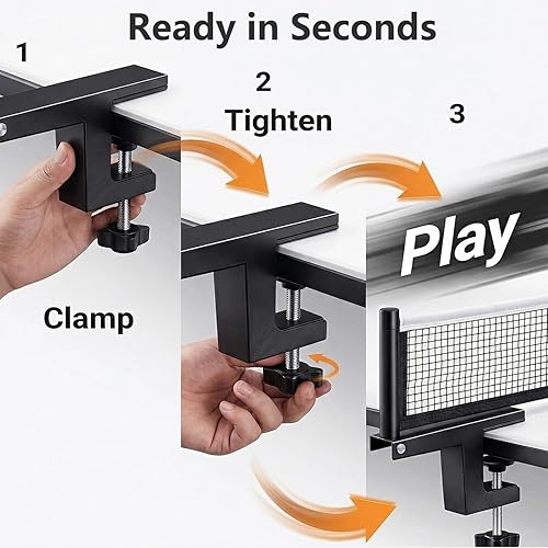 Miniatura 3 de Juego de postes de ping pong, red de ping pong con abrazadera, práctica de entrenamiento profesional, soporte de agarre portátil, accesorios