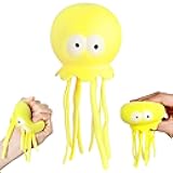 Octopus Squishy Toys, Stress Balls for Adults and Kids Party Favors - Sea Animal Squeeze Toys for Classroom Prizes, Anxiety and Autism Fidget Squeeze Toys | Yellow Squishy Ball for Boys and Girls