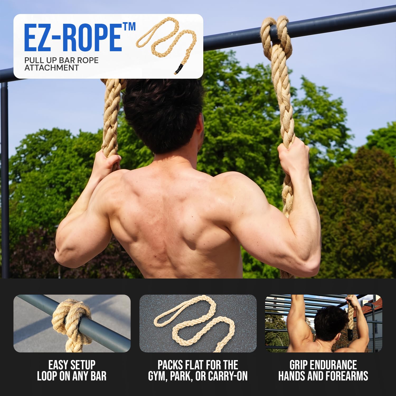 KENSUI EZ-Rope - Corda da arrampicata per trazioni e trazioni, per allenare