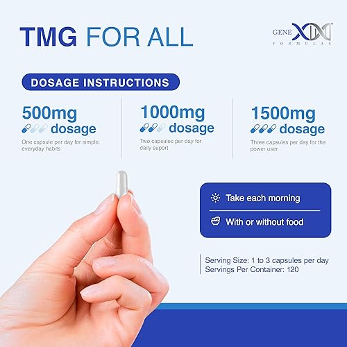 Miniatura 4 de Genex Formulas Suplemento TMG de 1000 mg (120 cápsulas)  Certificado NSF para seguridad, calidad y precisión de etiquetado  Betaína anhidra