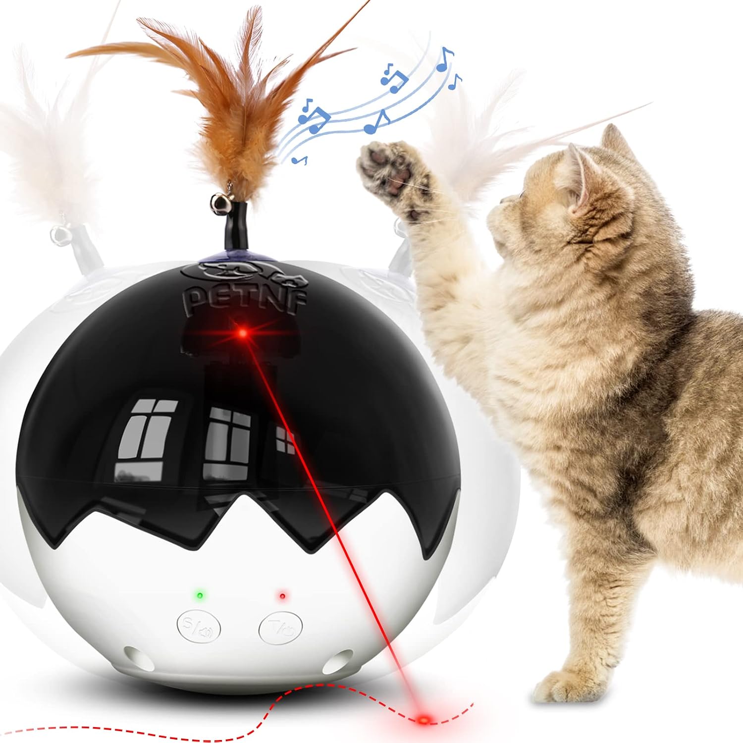 2021 Latest Interactive Cat Toys for Indoor Cats, 3 in 1 Cat Laser Toy Ball-Laser Pointer Tumbler and Feather Toys for Cat Stuff,…