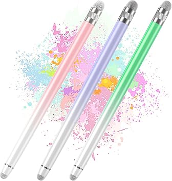 Bopomofo Touch Screen Stylus Pen for iPhone, iPad, Tablet, Android, Microsoft, Surface, 3 Pack Touch Screen Compatible Purple/Pink/Green
