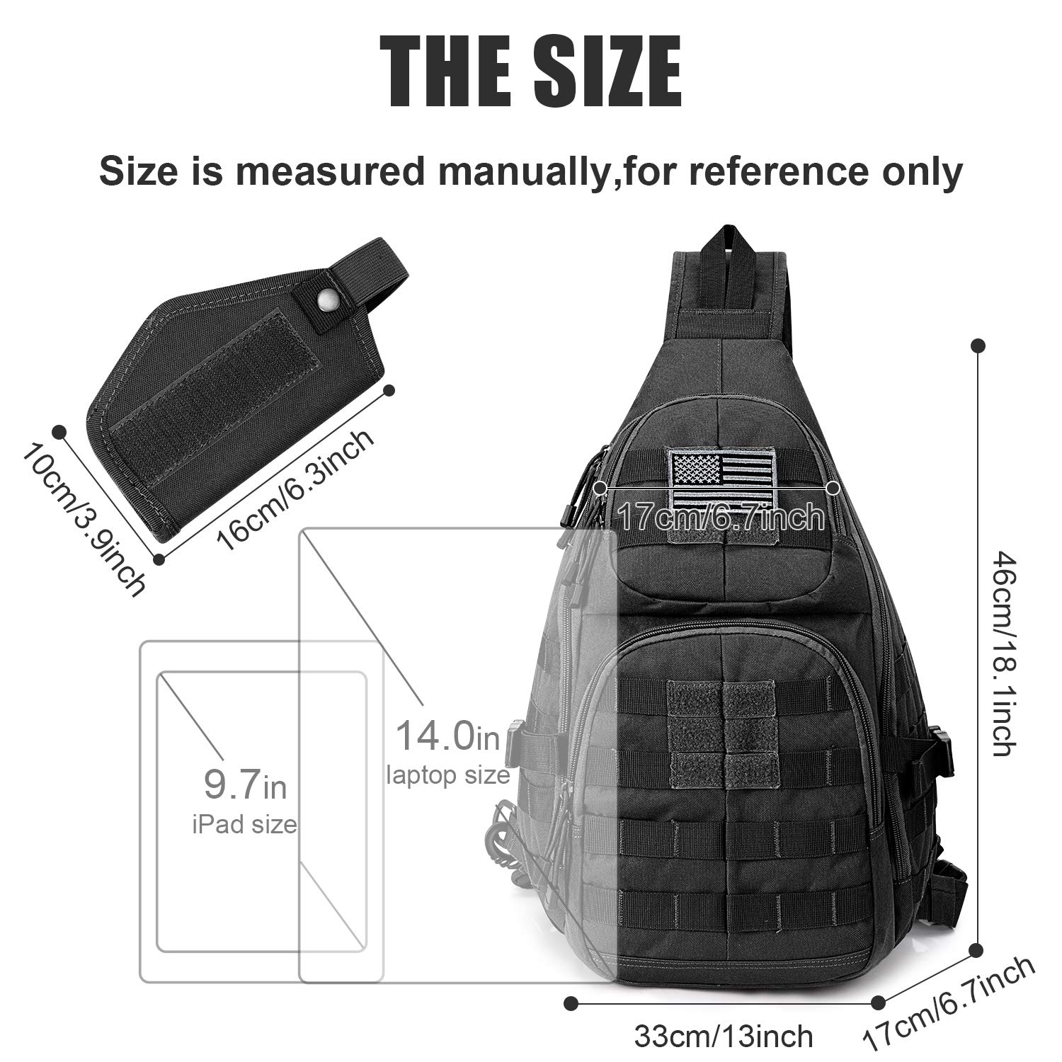 G4Free Tactical EDC Sling Backpack, Military Rover Shoulder Sling Bag