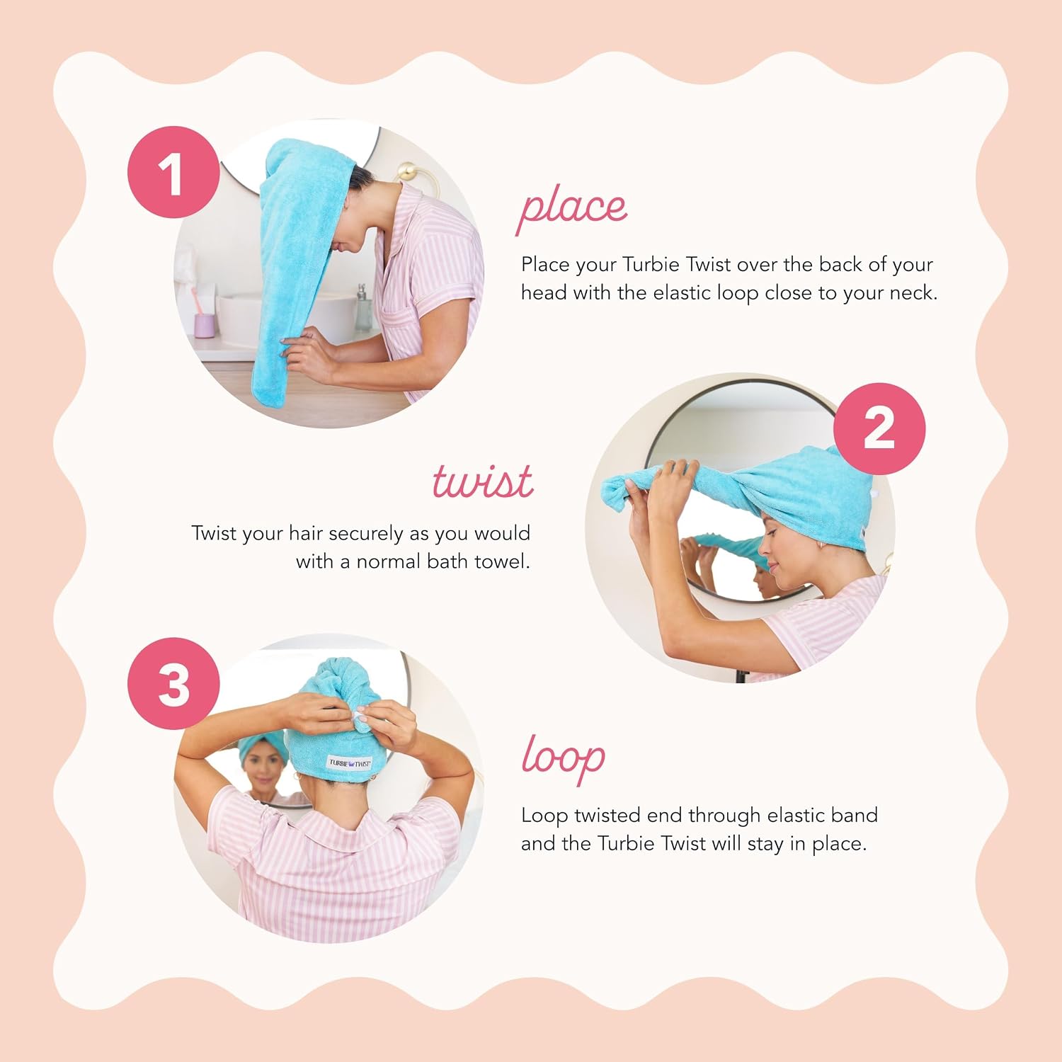 Turbie Twist 2-Pack Extra Long Microfiber Hair Towel for Beauty, Travel, Gifting - Hair Wrap Turban for Long & Thick Hair - Premium Personal Care - Pink&Mint