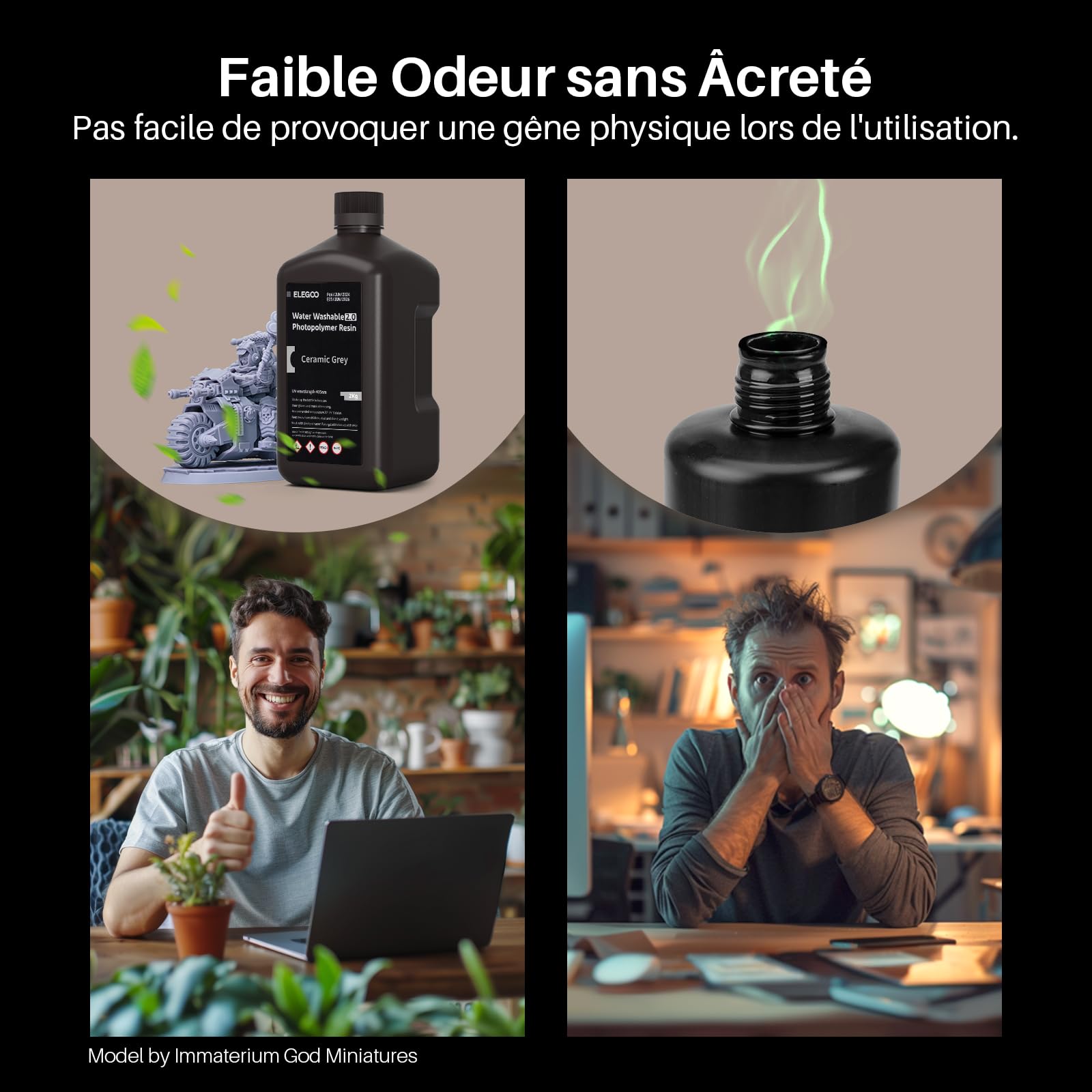 ELEGOO Résine Lavable à l'Eau 2.0, Jaune 2000g, Liquide d'Impression 3D à Durcissement Rapide à UV de 395-405 nm, Résine Imprimante 3D Water Washable pour imprimantes 3D LCD/SLA/DLP