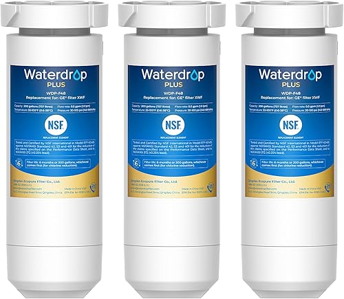 Miniatura 1 de Waterdrop Filtro de agua para refrigerador Plus XWF, repuesto para GE XWF (WR17X30702) Certificado NSF 401 & 53 y 42, 3 filtros
