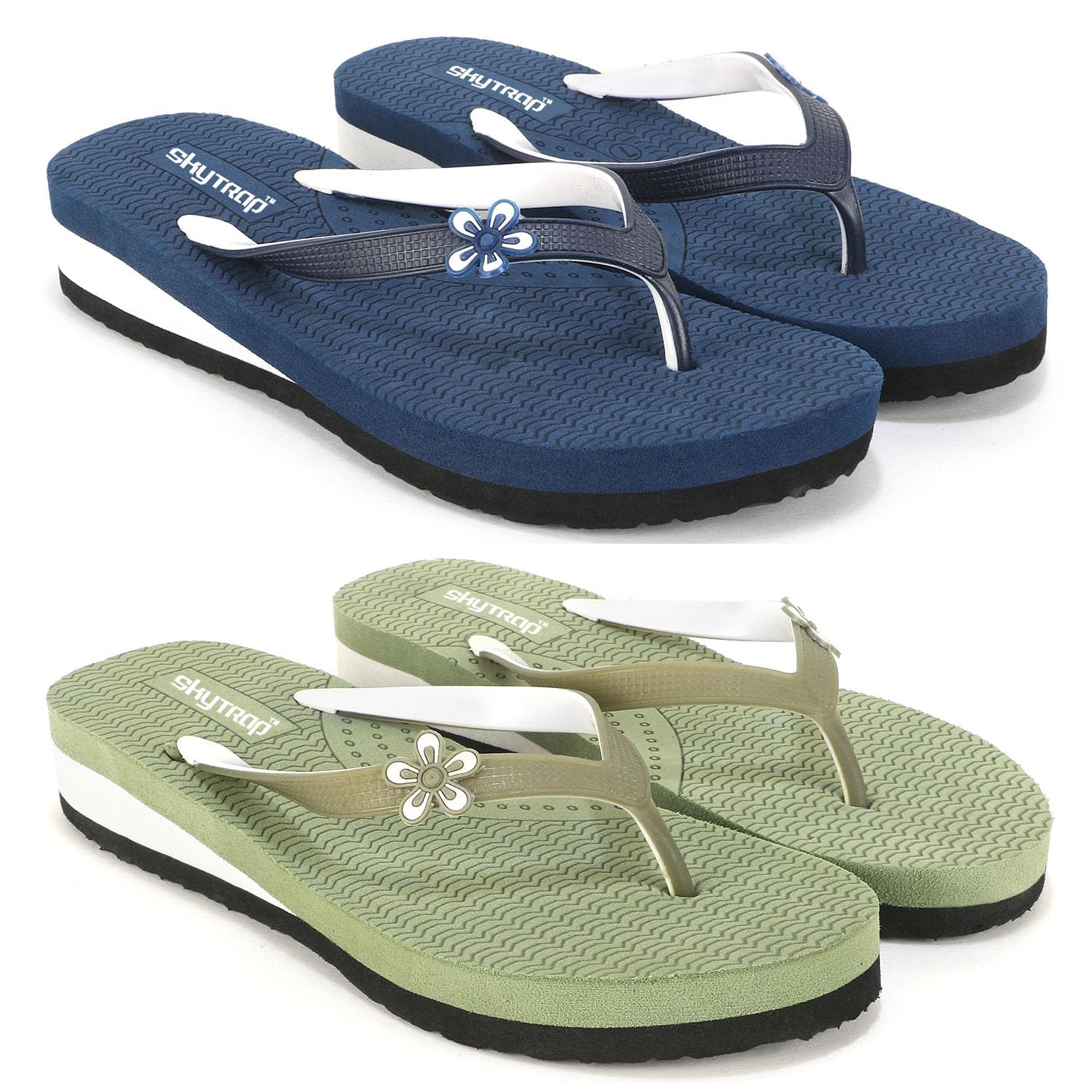 Women Blue Rubber Slippers Flipflop Combo of 2-image-7