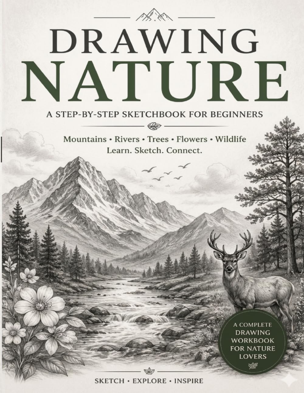 How to Draw Nature Step by Step for Beginners: Complete Pencil Sketching Guide to Drawing Trees, Flowers, Mountains, Rivers & Wildlife | Easy ... Teens & Adults (How to Draw Step by Step)