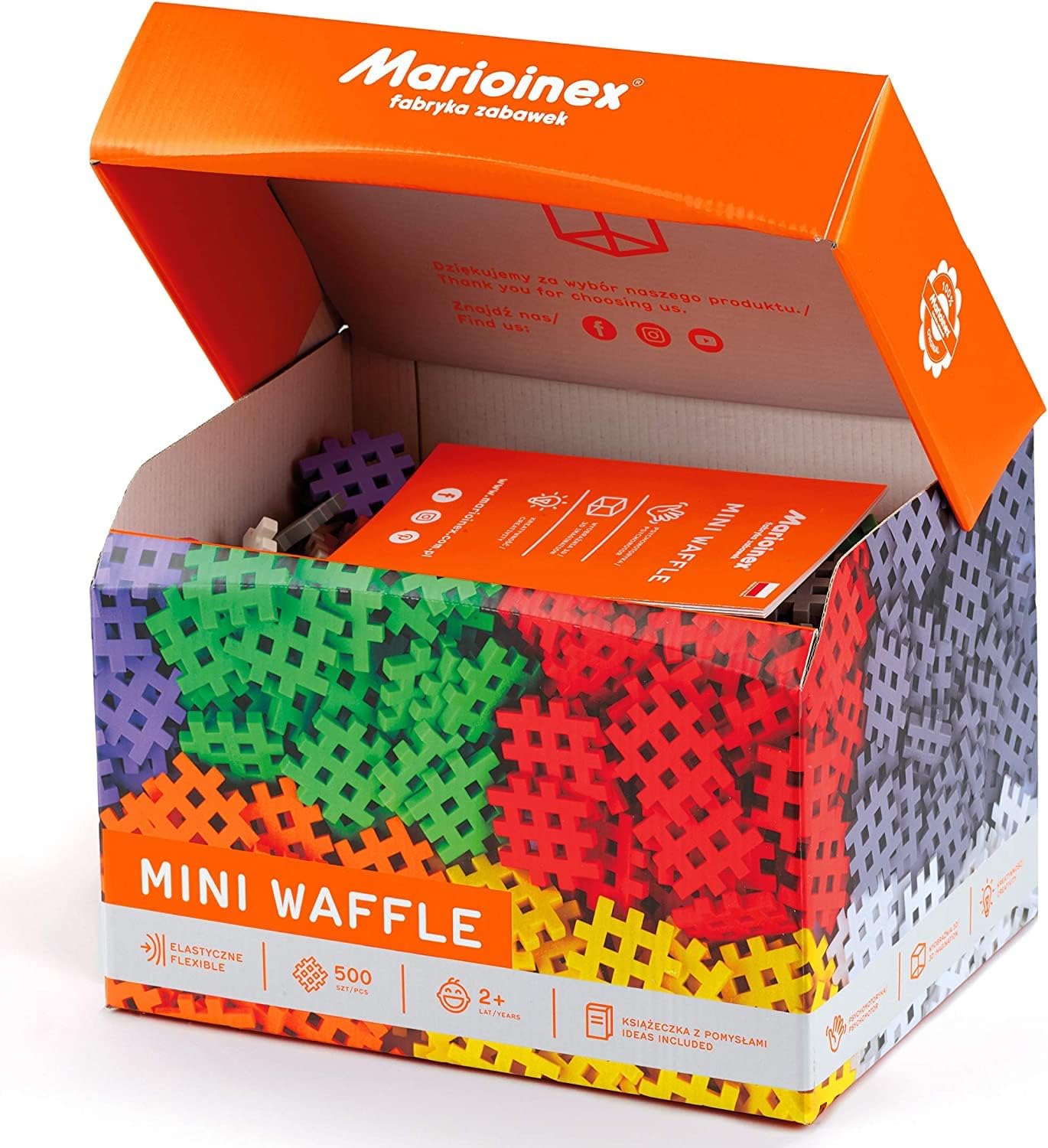 Marioinex Mini Waffle Blocks 500 Piece Set – Interlocking Building Blocks for Kids Ages 3+ – Educational STEM Toy for Creative Play – Colorful Washable Construction Gift for Boys and Girls