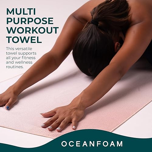 Miniatura 6 de Oceanfoam Toalla de playa ligera, absorbente, de secado rápido, resistente a la arena, antideslizante, ideal para entrenamientos, yoga, pilates,