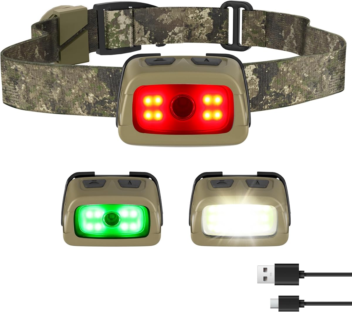 EverBrite 350LM Rechargeable Headlamp with Red White Green Light
