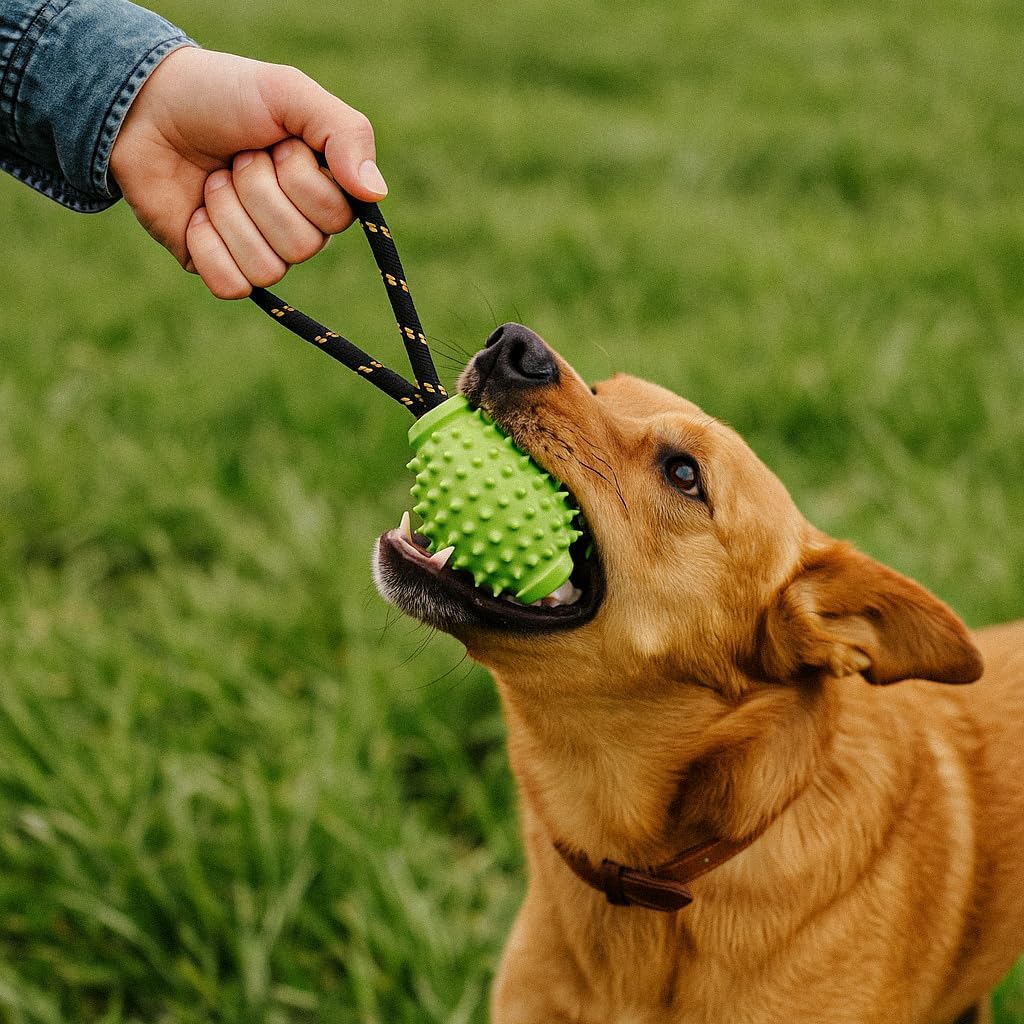OllyDog Ultimate Dog Toy Bundle – Tug Toy, Floating Frisbees (11" & 9"), Rubber Ball & Rope Rugby – Durable, Eco-Friendly Dog Toys for Fetch, Water Play & Training